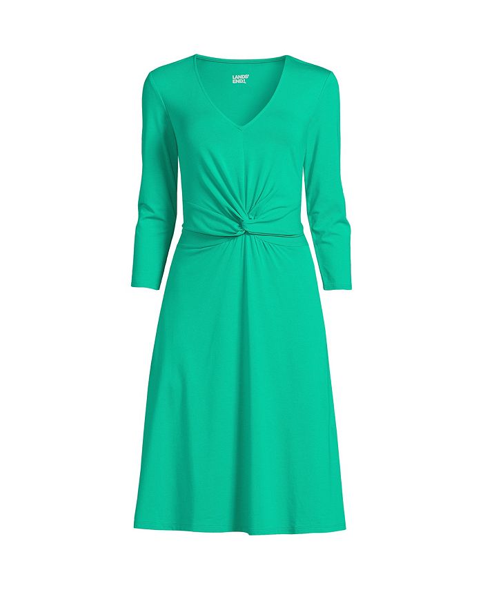 Lands' End Women's Tall Lightweight Cotton Modal 3/4 Sleeve Fit and