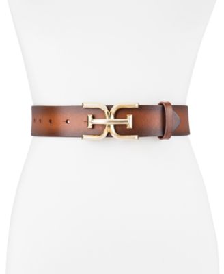 Women's Brass-Tone Double-E Plaque Buckle Casual Belt