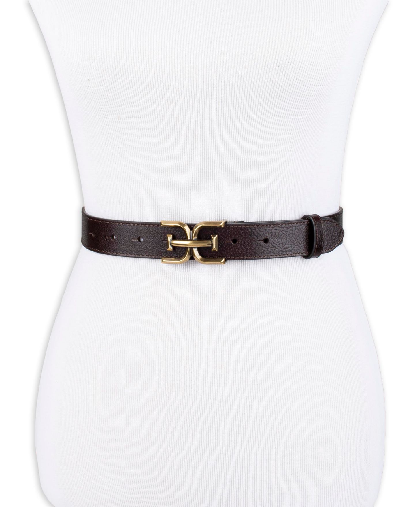 Женский ремень Sam Edelman Slim Double-E Plaque Buckle, цвет: Коричневый — фото 6