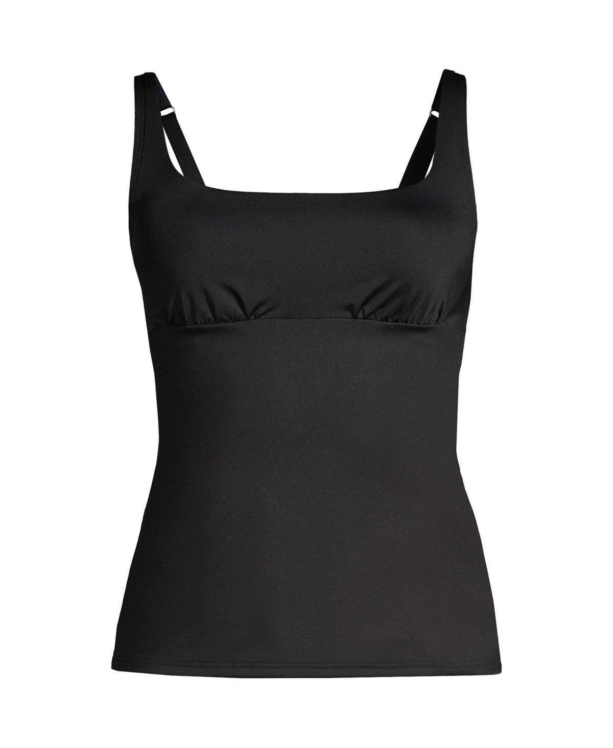 Petite Square Neck Underwire Tankini Swimsuit Top Adjustable Straps - Black