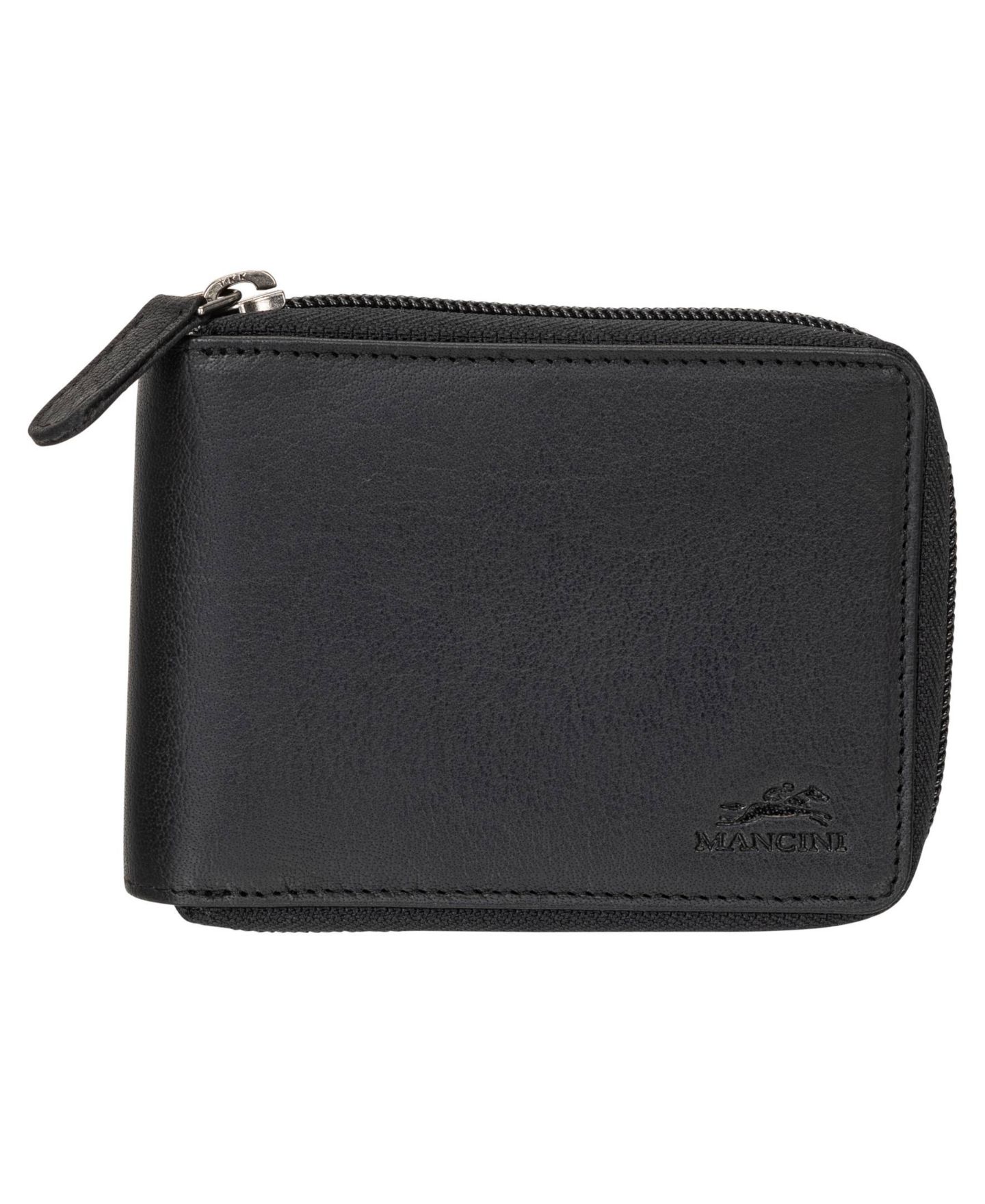 Мужской кошелёк Mancini Buffalo RFID Secure Zippered Billfold Wallet with Removable Passcase, цвет: Чёрный — фото 1