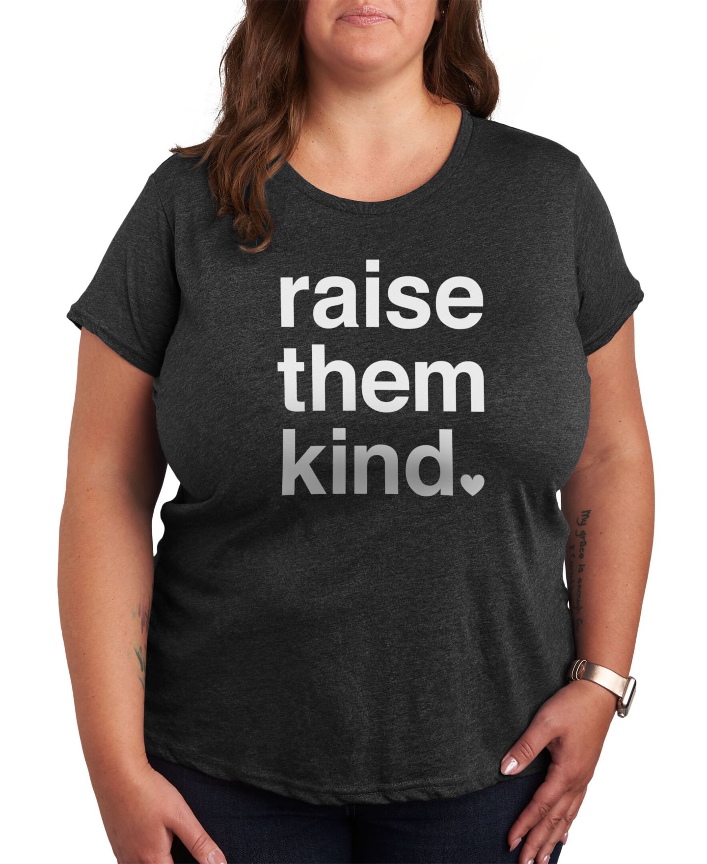 Женская футболка Hybrid Apparel Trendy Plus Size Mother's Raise Them Kind Graphic, цвет: Серый — фото 1