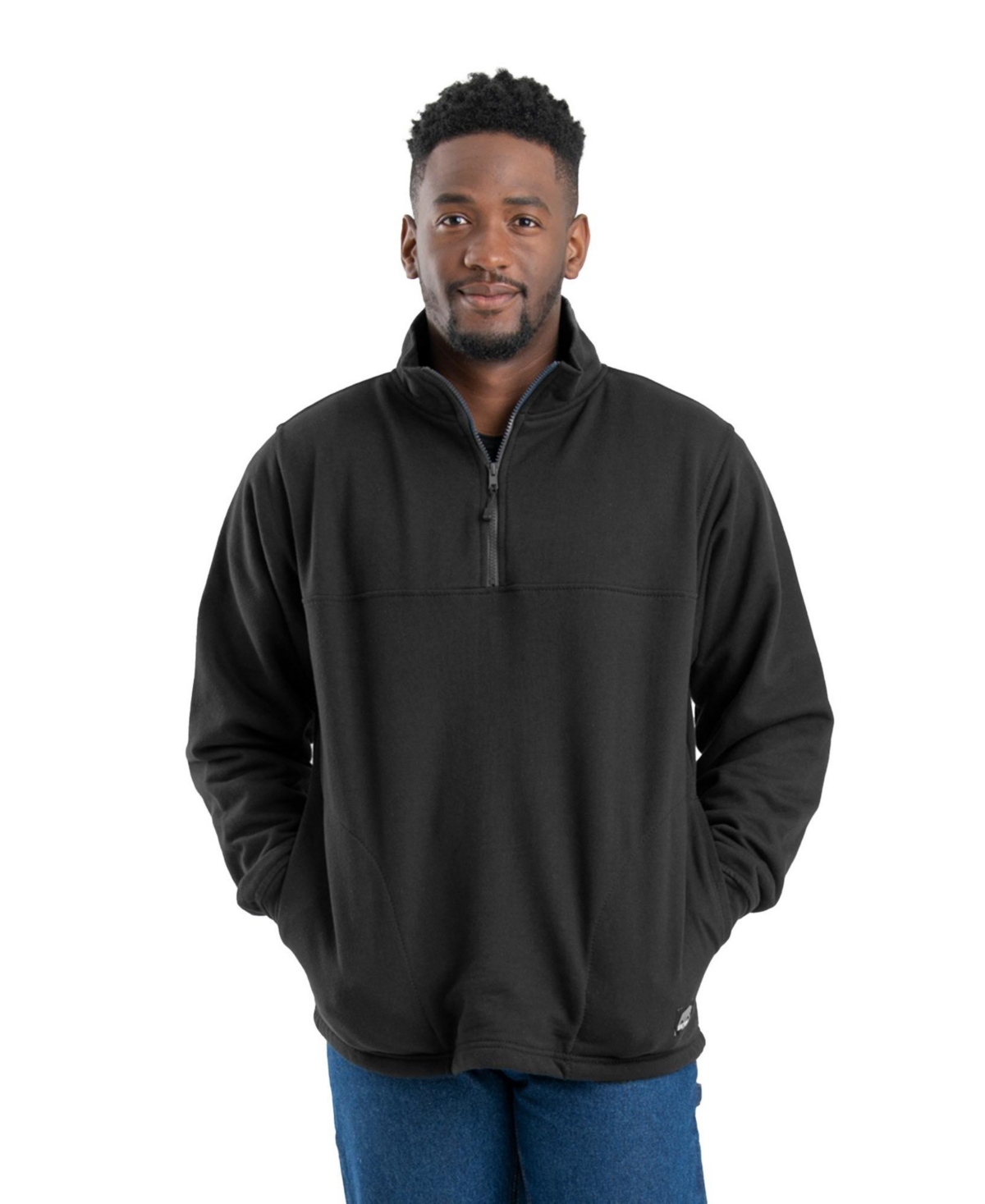 Men's Heritage Thermal-Lined Quarter-Zip Sweatshirt Big & Tall - Black