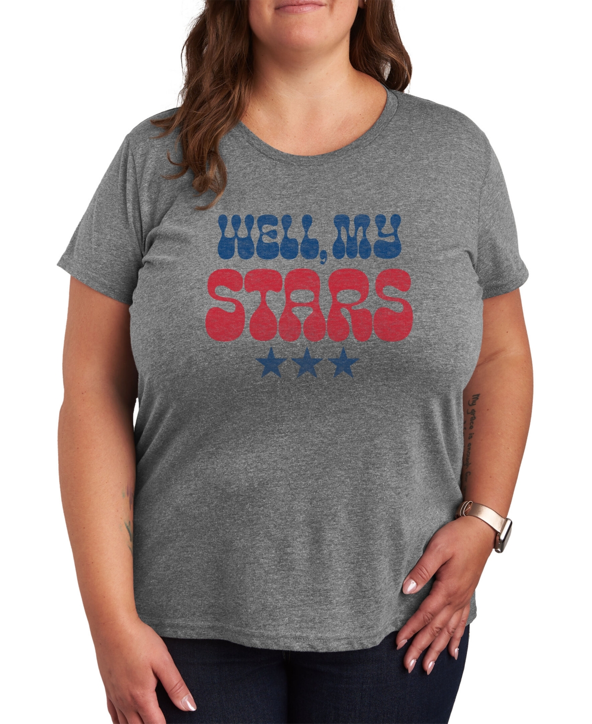 Shop Air Waves Trendy Plus Size My Stars Graphic T-shirt In Gray