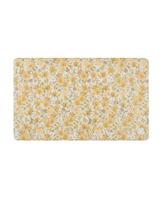 Lucky Brand Ikat Blooms Printed Anti Fatigue Skid Resistant Wellness Mats Bedding In Yellow