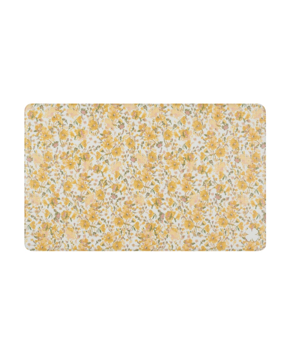 Lucky Brand Ikat Blooms Printed Anti-fatigue And Skid-resistant Wellness Mat, 18" X 30" Bedding In Yellow