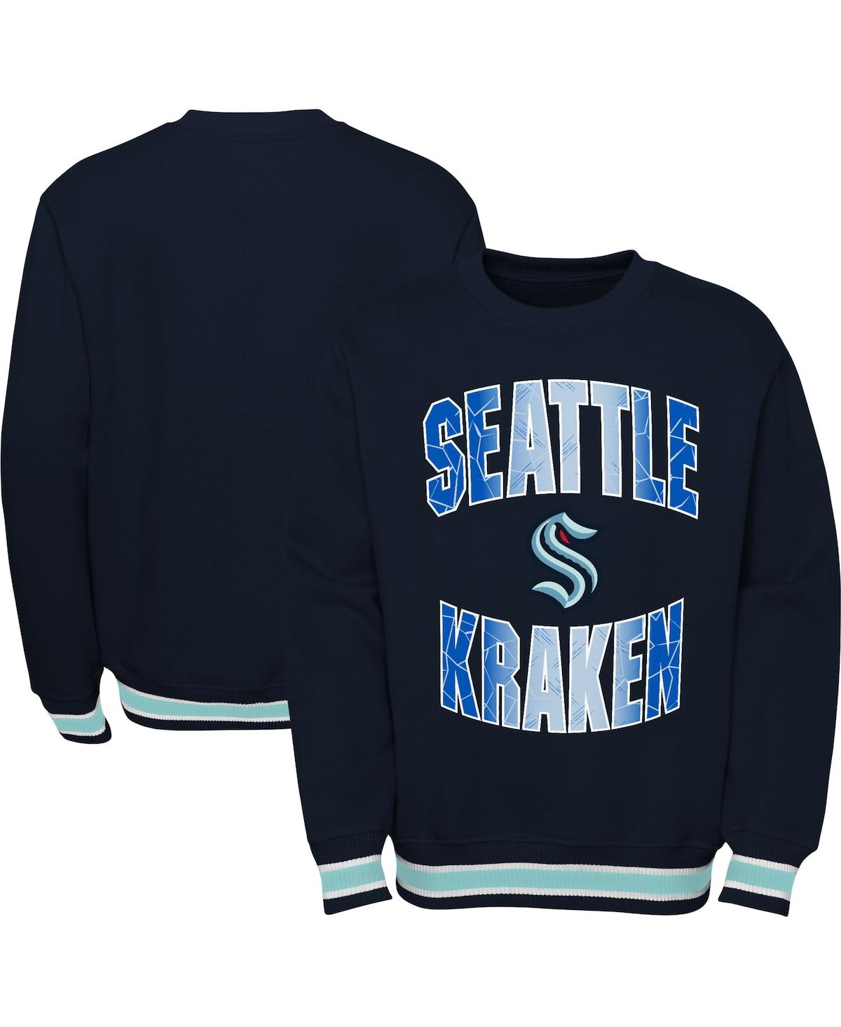 Outerstuff Kids' Big Boys And Girls Deep Sea Blue Seattle Kraken Classic Blueliner Pullover Sweatshirt