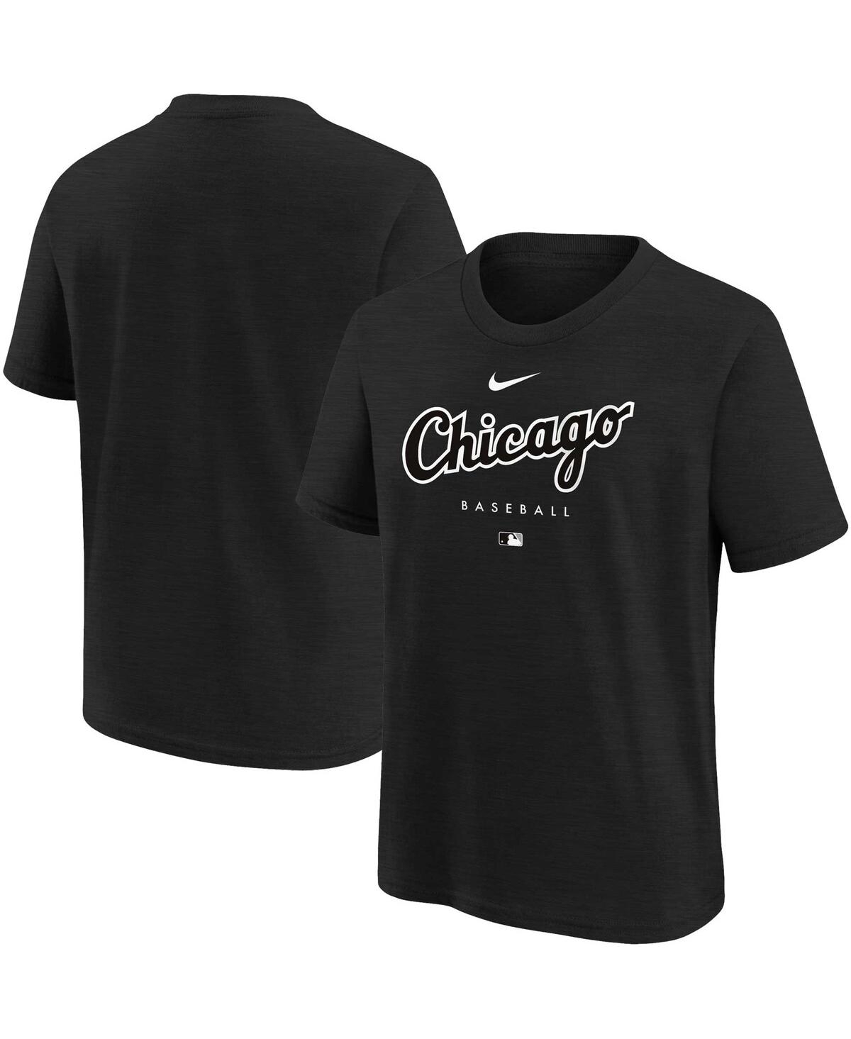 Nike Kids' Big Boys And Girls  Black Chicago White Sox Authentic Collection Early Work Tri-blend T-shirt