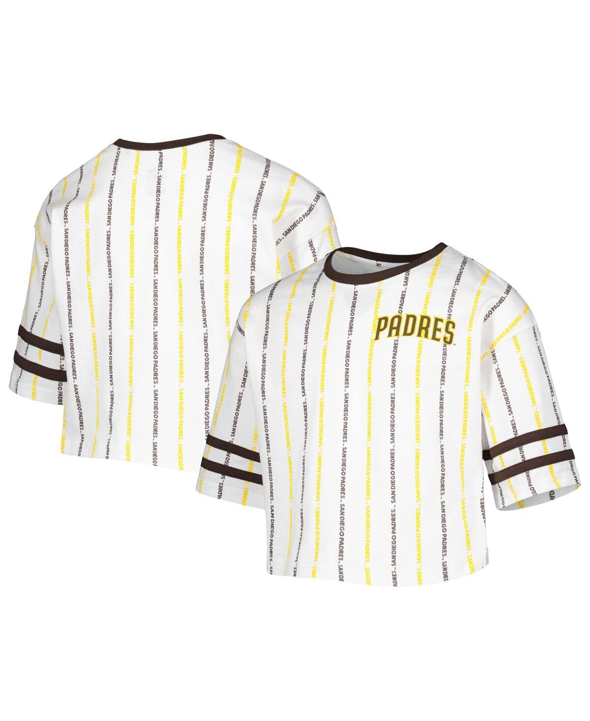 Outerstuff Kids' Big Girls White San Diego Padres Ball Striped T-shirt