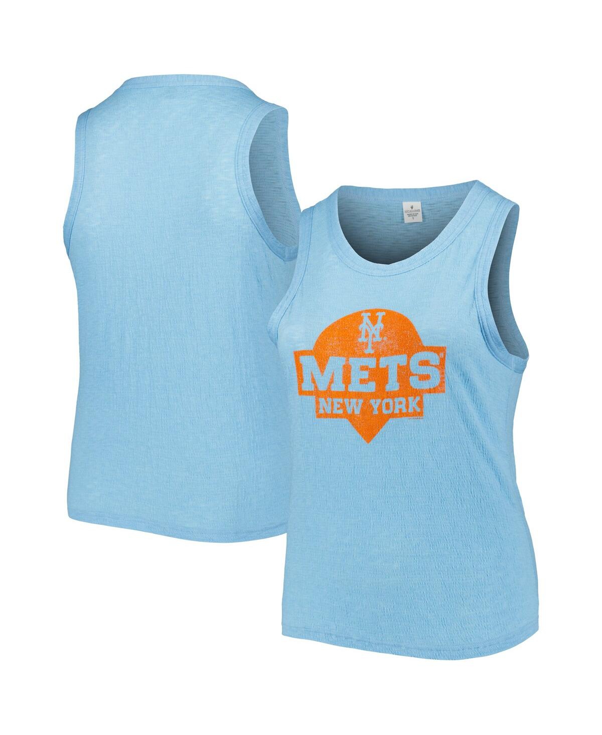 Women's Soft As A Grape Light Blue New York Mets Plus Size High Neck Tri-Blend Tank Top - Light Blue