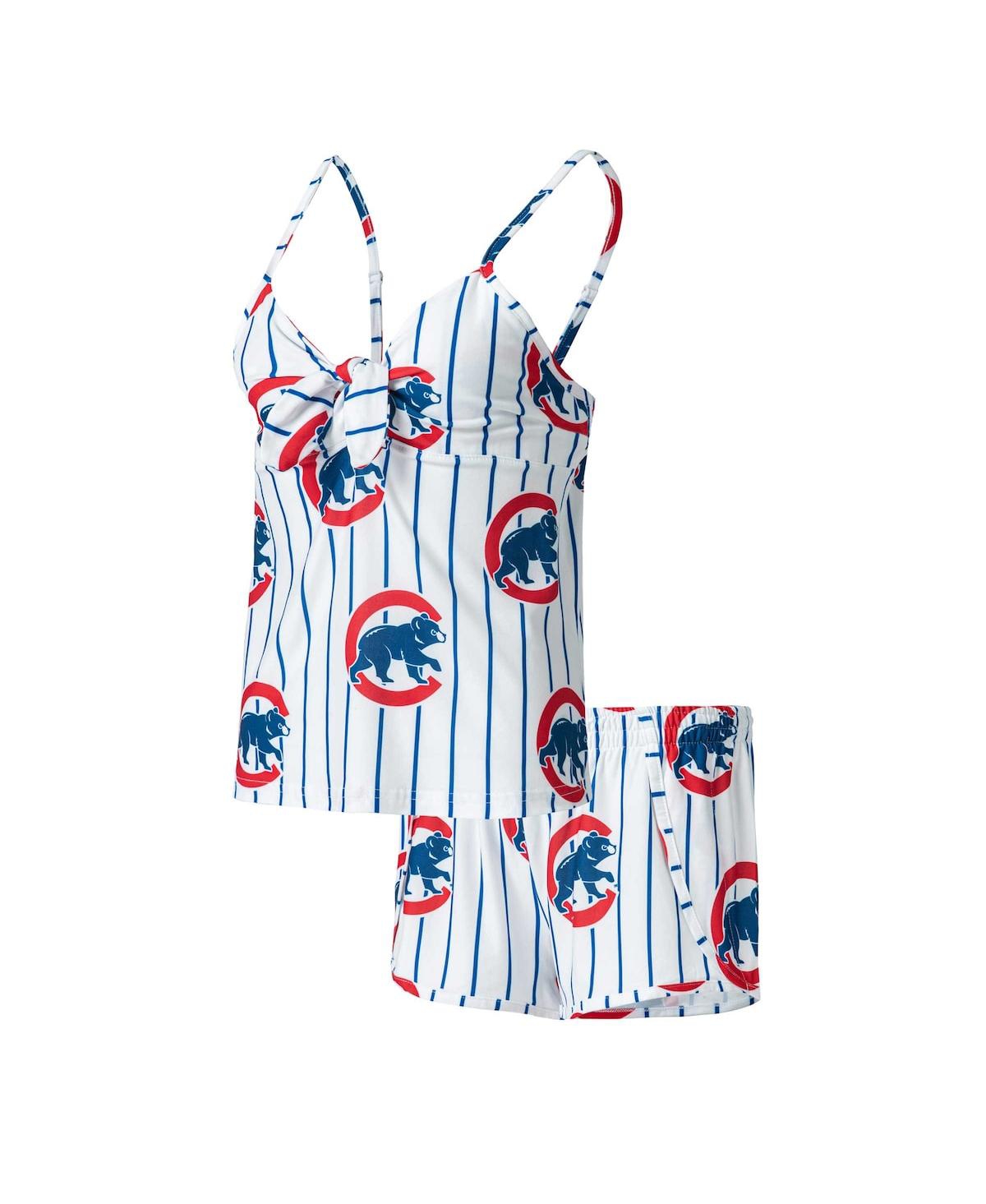 Shop Concepts Sport Women's  White Chicago Cubs Reel Allover Print Tank Top And Shorts Sleep Set