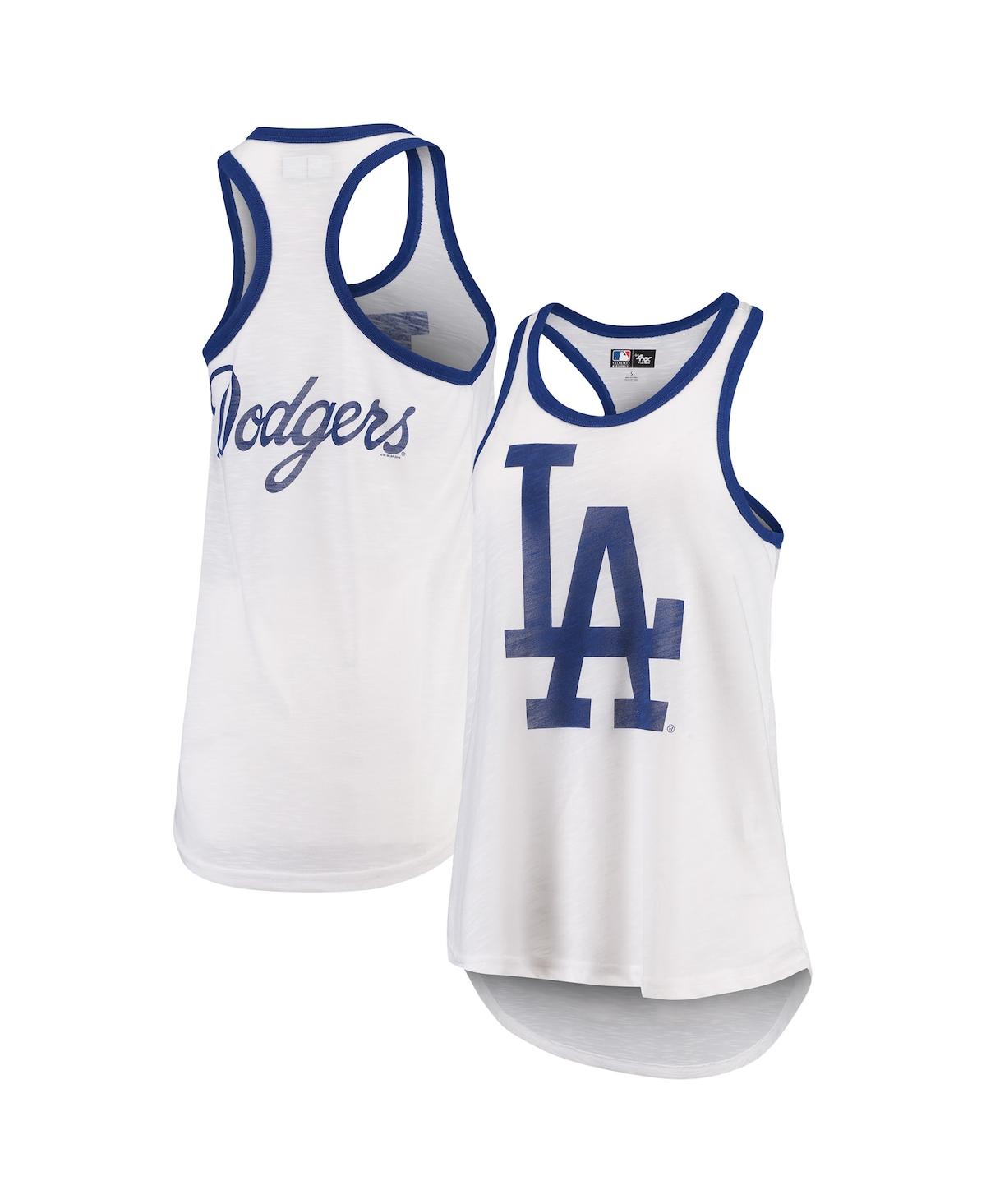 G-iii 4her By Carl Banks Women's  White Los Angeles Dodgers Tater Racerback Tank Top