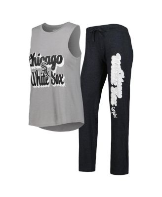 Women's Heather Black, Heather Gray Chicago White Sox Wordmark Meter Muscle Tank Top and Pants Sleep Set