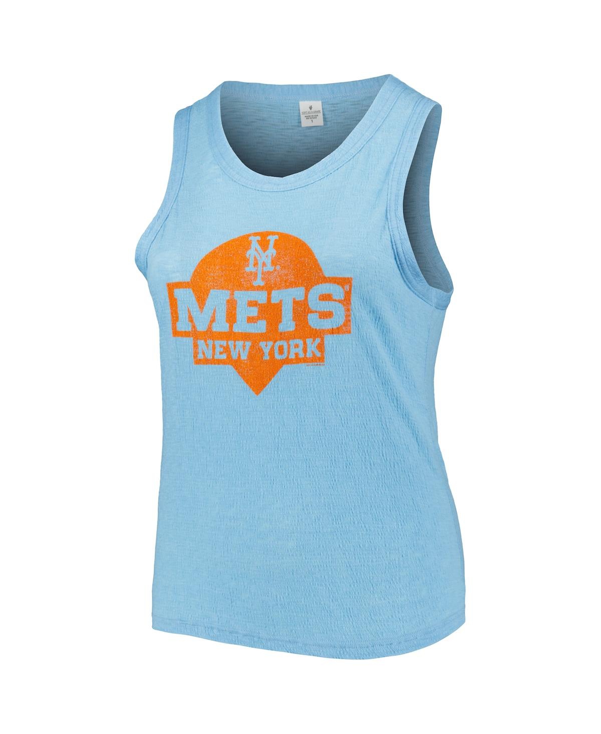 Shop Soft As A Grape Women's  Light Blue New York Mets Plus Size High Neck Tri-blend Tank Top