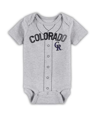 Newborn and Infant Boys and Girls White, Heather Gray Colorado Rockies Little Slugger Two-Pack Bodysuit Set