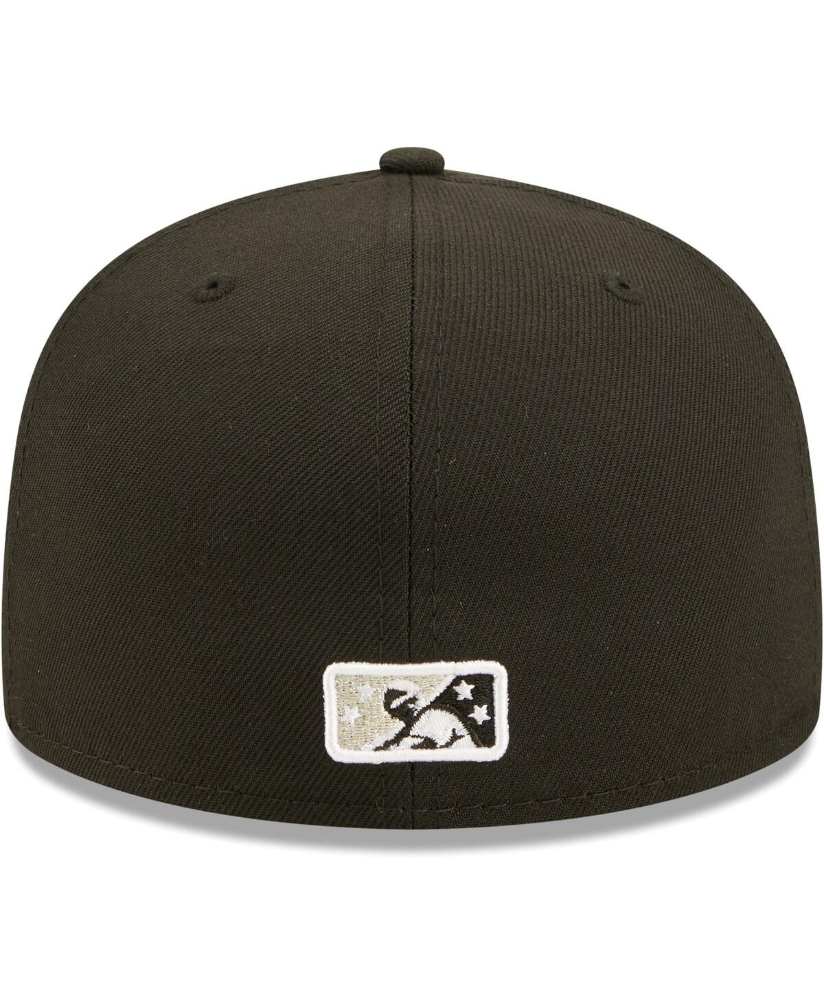 NEW ERA MEN'S NEW ERA BLACK LANSING LUGNUTS AUTHENTIC COLLECTION TEAM 59FIFTY FITTED HAT 