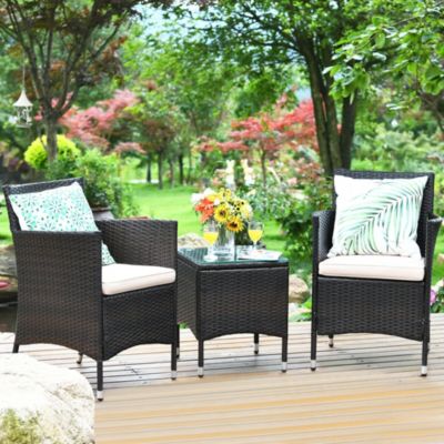 3 PCS PE Rattan Wicker Furniture Sets