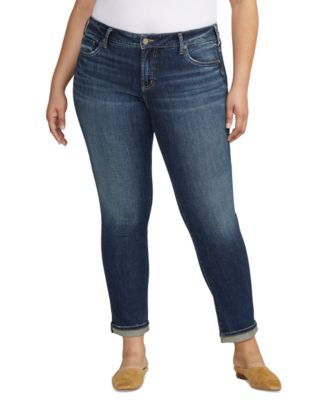 Silver Jeans Co. - Plus Size Girlfriend Mid Rise Slim-Leg Jeans