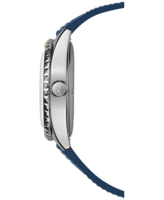 Unisex Swiss Automatic Ocean Star Decompression Worldtimer Blue Rubber Strap Watch 41mm