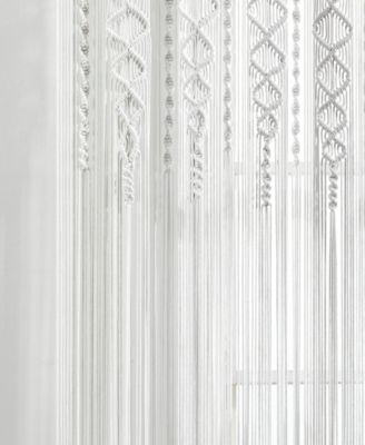 Lush Decor Boho Macrame Textured Cotton Window Curtain Panel Single 40"W x 84"L White - Macrame Curtains For Windows, Room Divider, Boho Wall Decor