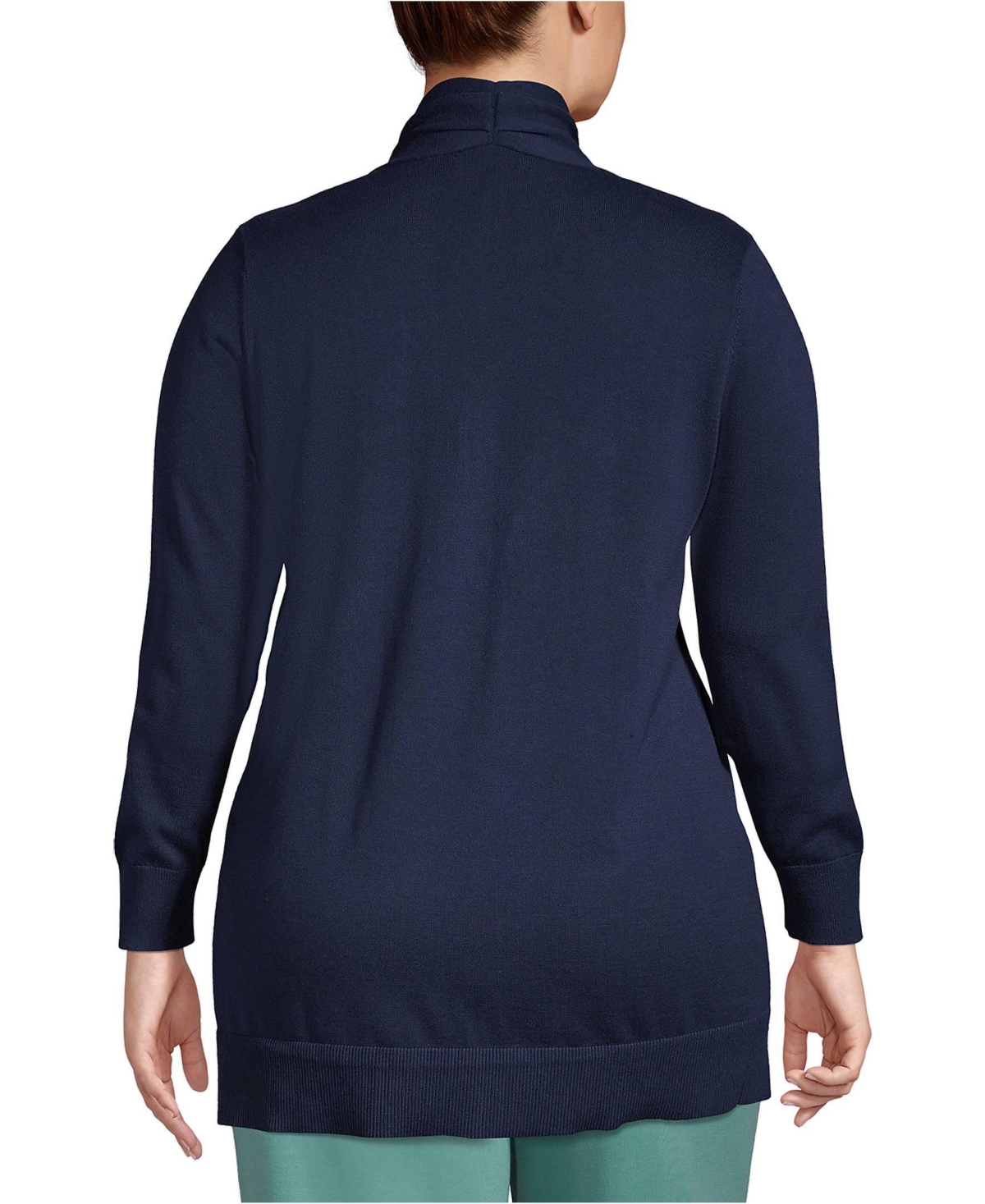 Lands' End Plus Size Long Sleeve Open Long Cardigan Sweater