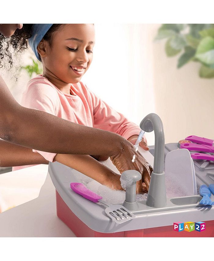 Play22usa Kitchen Sink Toy 17 Piece Set - Play Sink Play House Pretend ...