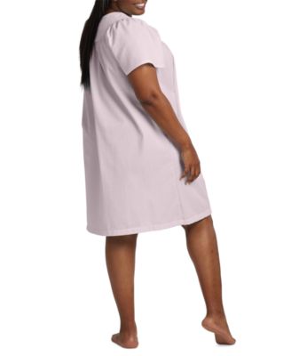 Plus Size Snap-Front Short Seersucker Robe