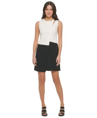DKNY - Women's Asymmetric Colorblocked Sheath Dress