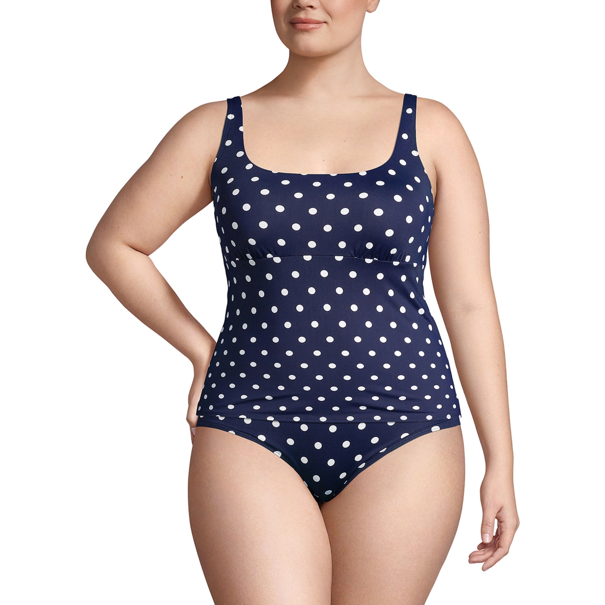 Lands' End Plus Size Long Square Neck Underwire Tankini Swimsuit Top