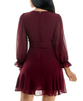 Juniors' Asymmetrical-Ruffle A-line Dress