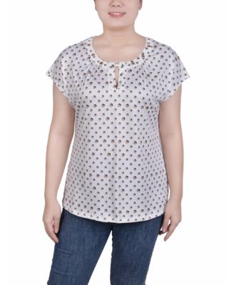 Petite Smooth Sailing Dotty Grommet Neck Top