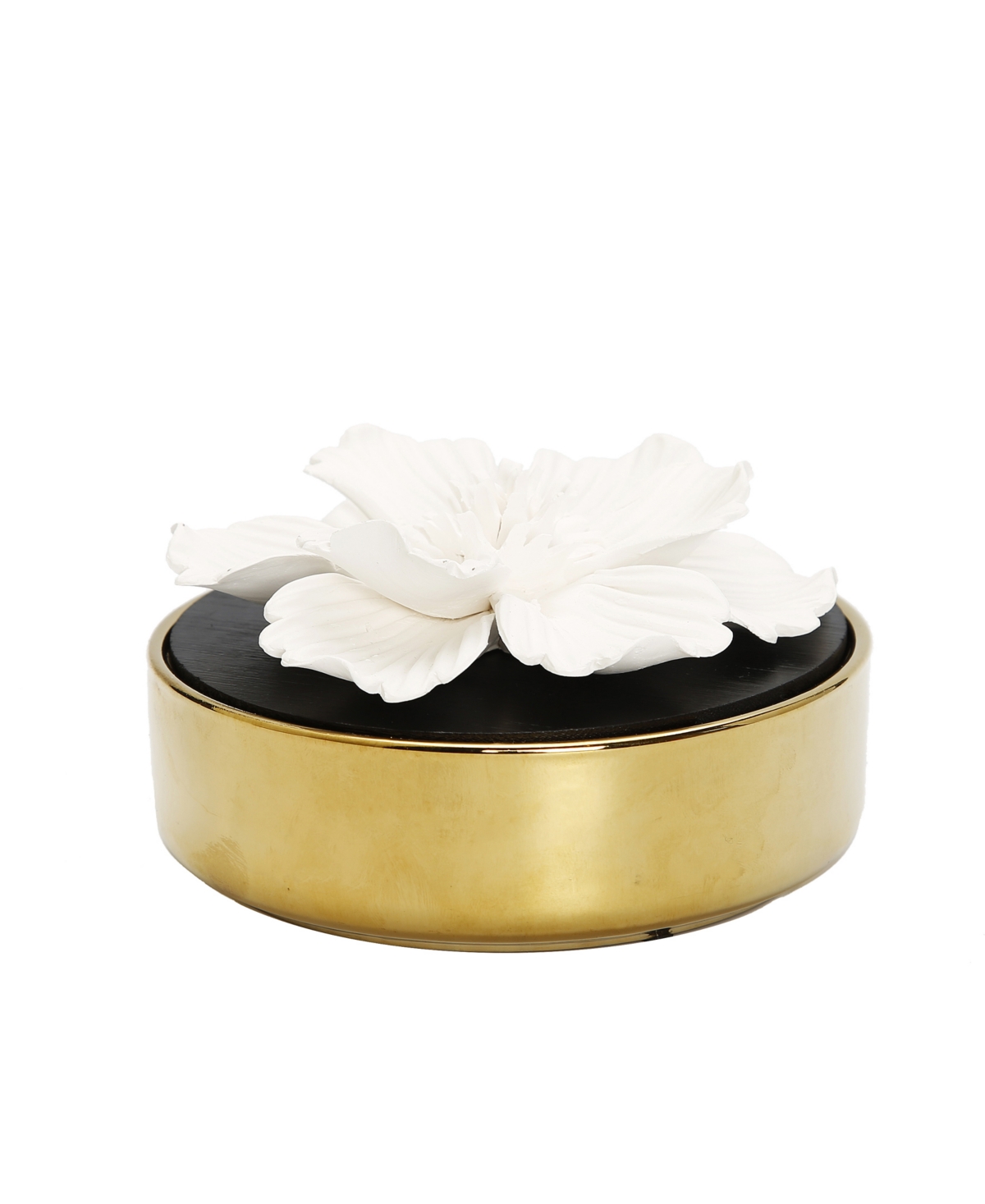 Glossy Hemispheric Shape Diffuser with Flower, 'English Pear Freesia' Scent - Gold