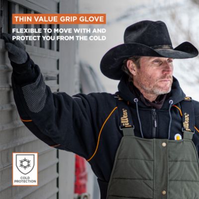 Men's Thin Value Grip Insulated Gloves - Lightweight, Non-Slip, 20°F Comfort Rating, Durable Cold Weather Work Gloves (Sold by the Dozen)