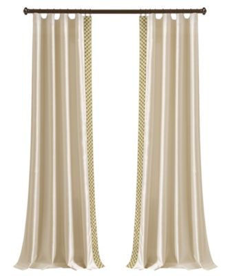 Lush Decor Luxury Mid Century Geo Faux Silk Jacquard Border Window Curtain Panel Wheat/Green Single 52x84