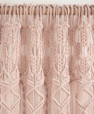 Lush Decor Boho Macrame Textured Cotton Window Curtain Panel Single 40"W x 84"L Blush - Macrame Curtains For Windows, Boho Wall Decor
