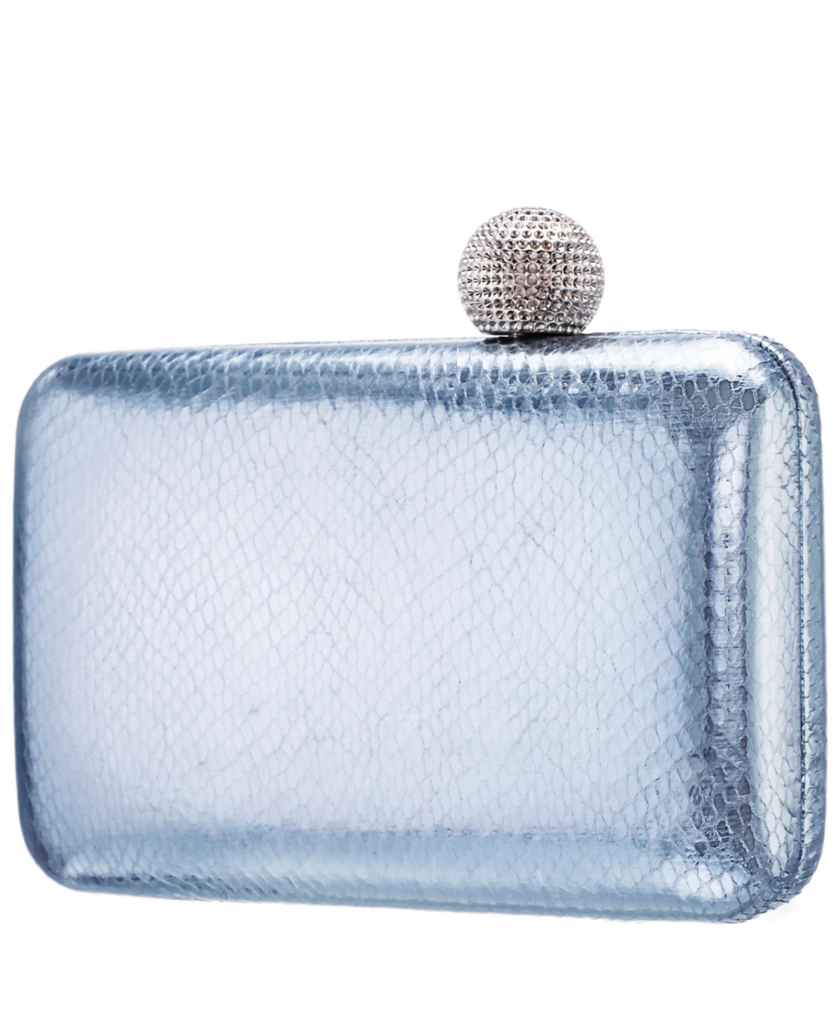Nina Embossed Snake Minaudiere With Crystal Clasp In Air Blue