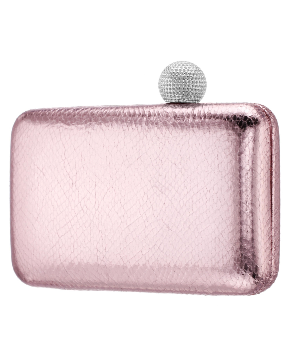 Nina Embossed Snake Minaudiere With Crystal Clasp In Rose Mist