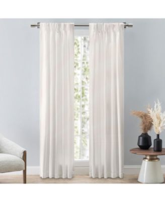 Grasscloth 2/Way Pinch Pleated w/Back Tabs Curtain Pair 100"W x 63"L