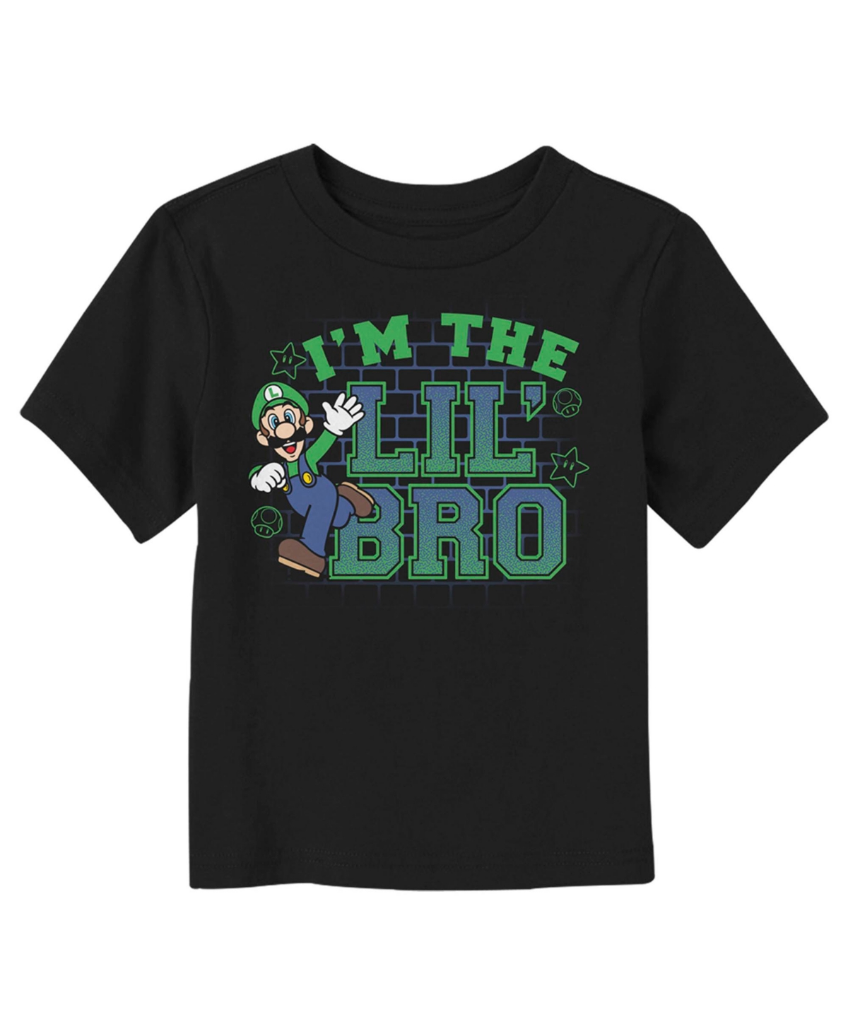 Nintendo Toddler's  Luigi I'm The Lil' Bro Unisex T-shirt In Black