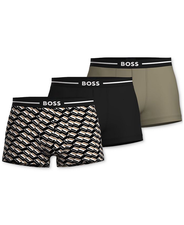 BOSS Men's 3-Pk. Bold Design Logo Trunks - Macy's