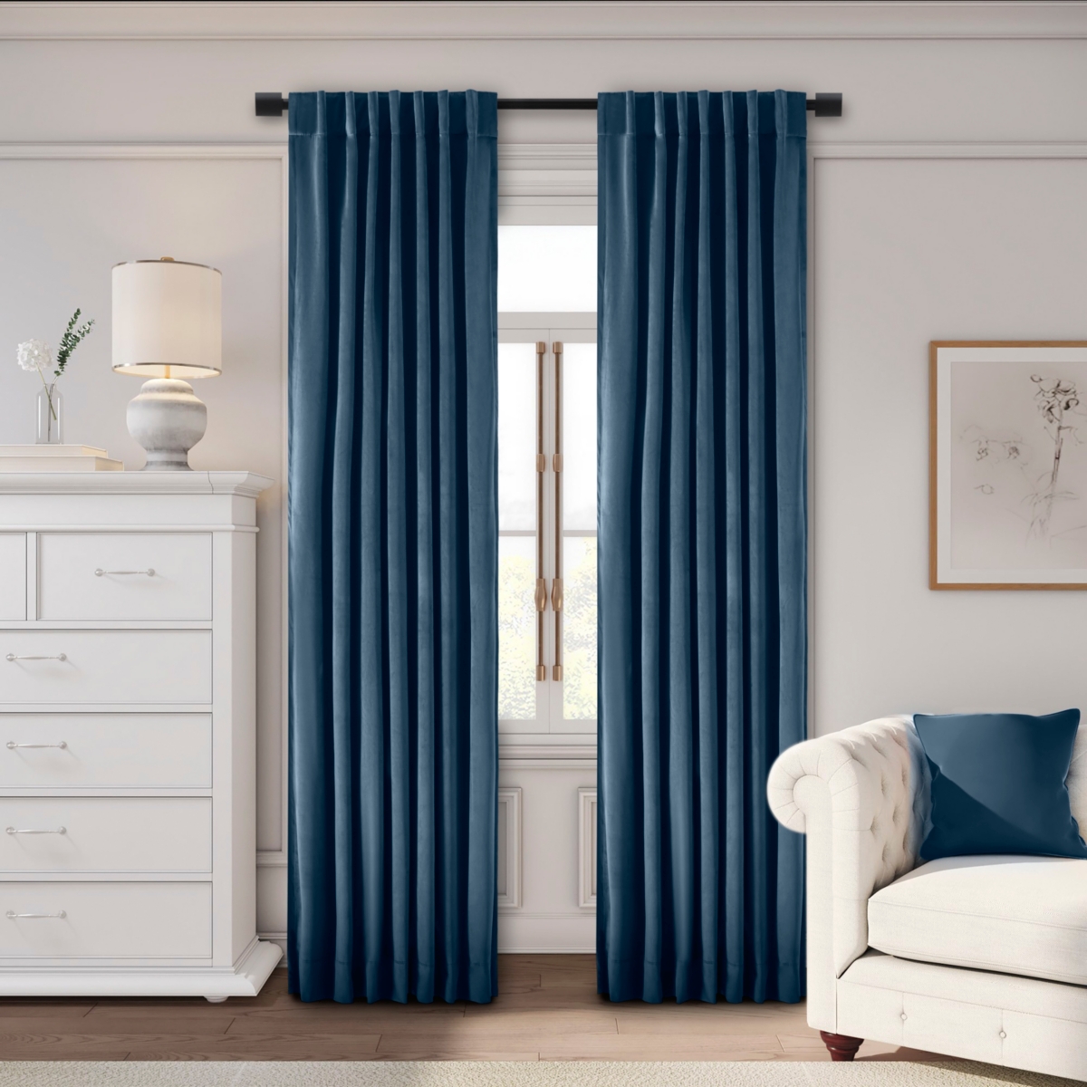 Ricardo Premium Velvet Rod Pocket With Back Tabs Curtain Panel 50"W x 63"L