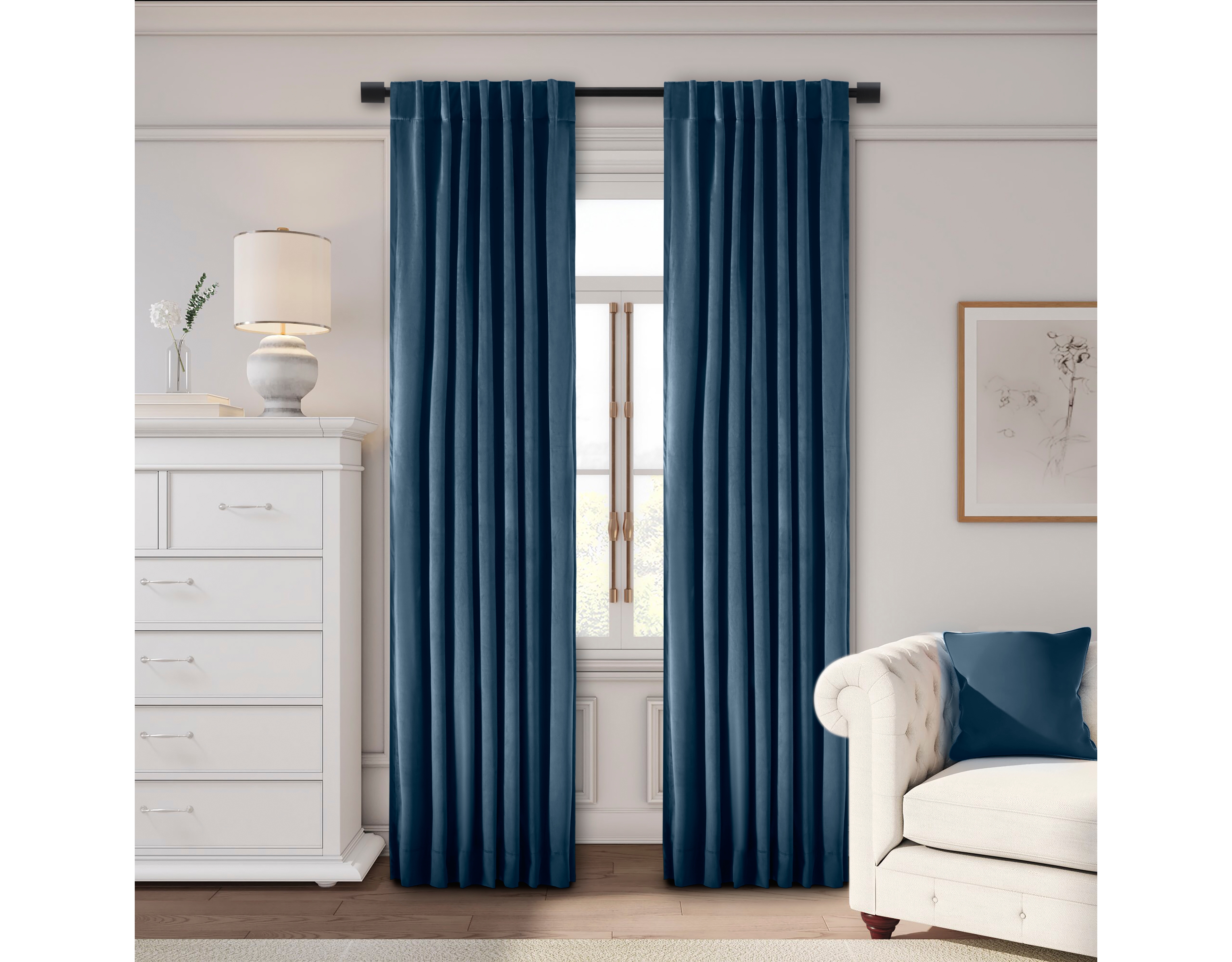 Ricardo Premium Velvet Rod Pocket With Back Tabs Curtain Panel 50"W x 63"L