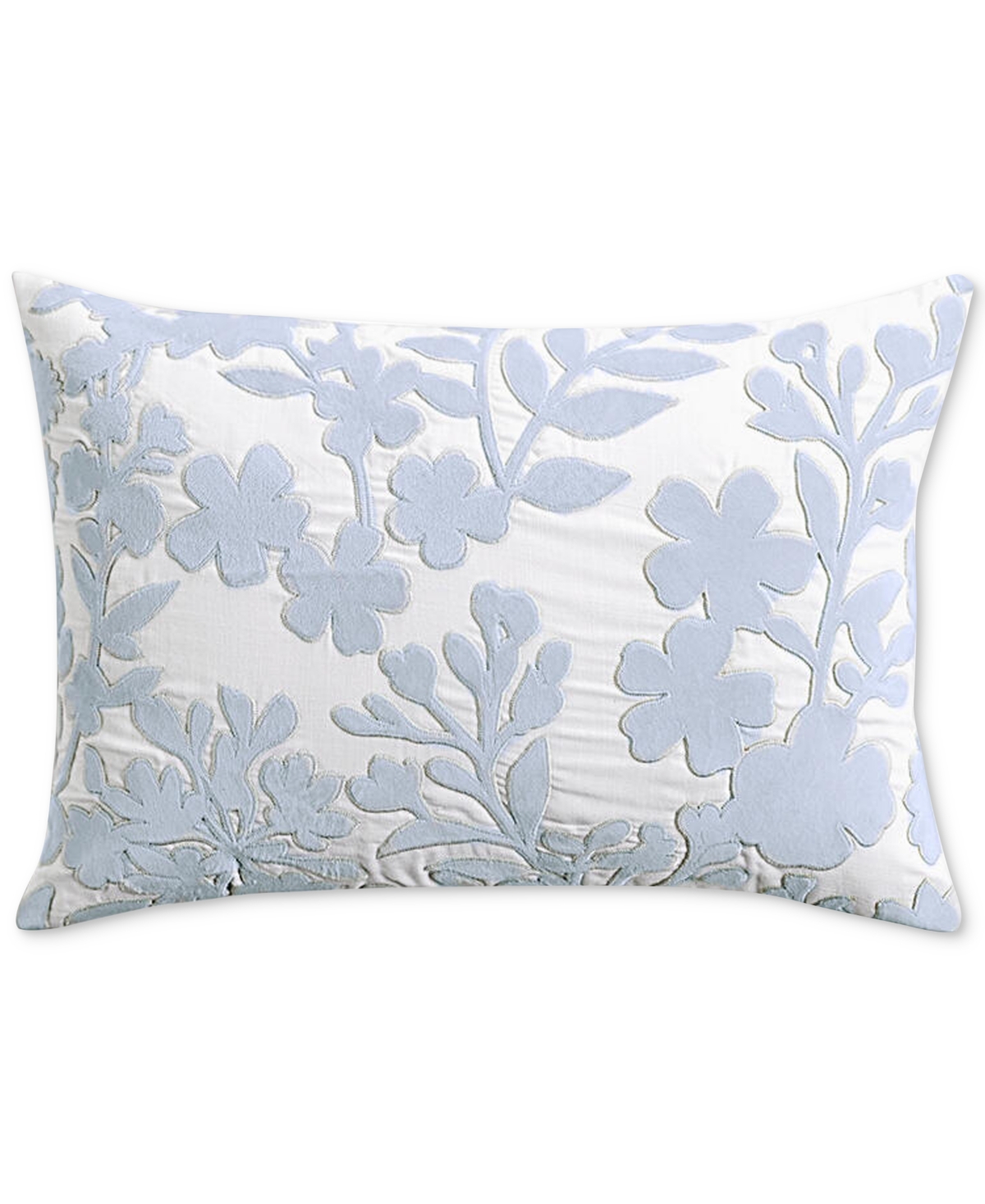 Charter Club Damask Designs Floral Silhouette Velvet Applique Decorative Pillow, 14" X 20", Created For Macy's In Blue Floral
