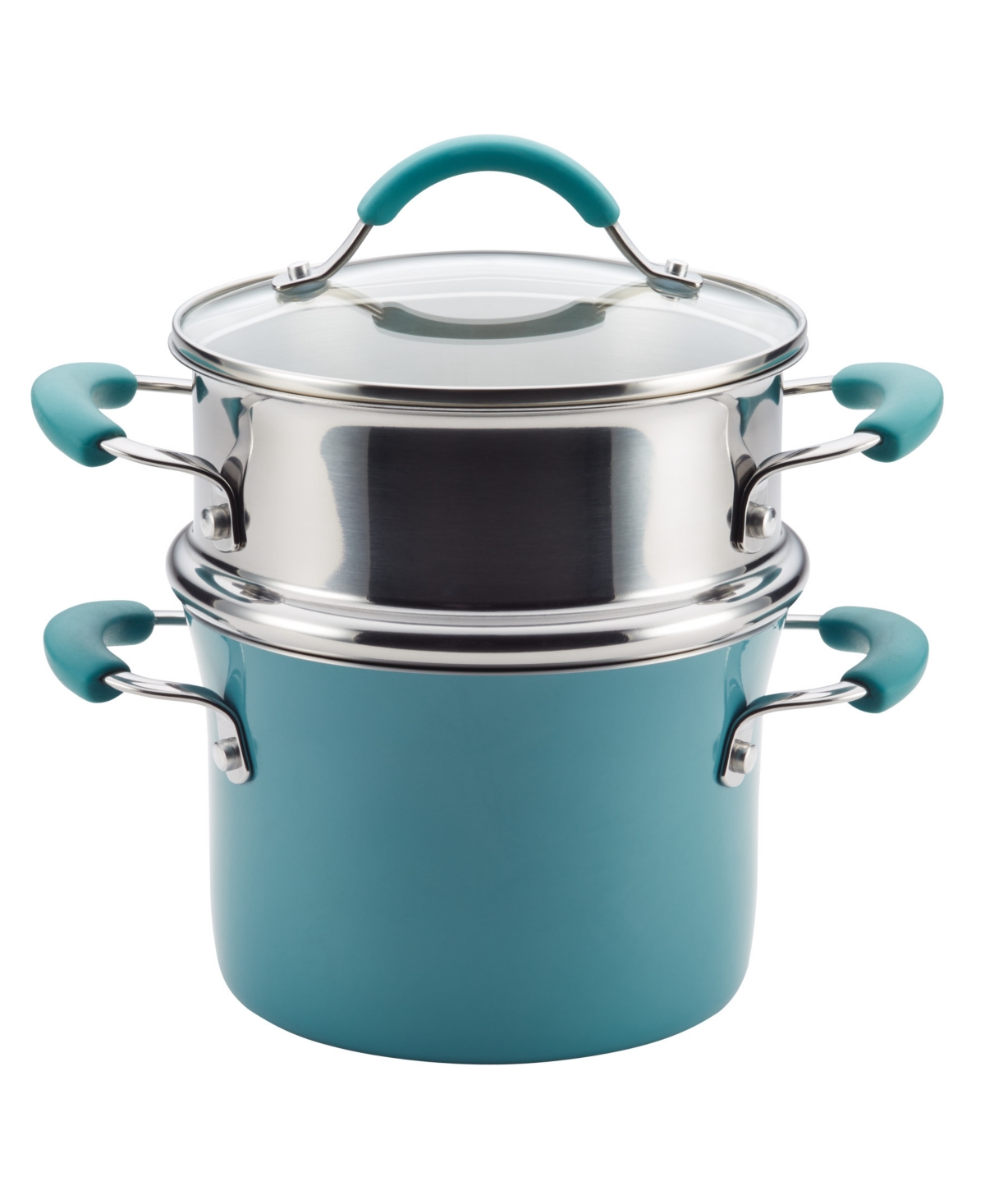 Shop Rachael Ray Cucina Hard Enamel Nonstick Sauce Pot And Steamer Insert Set, 3-quart, Agave Blue
