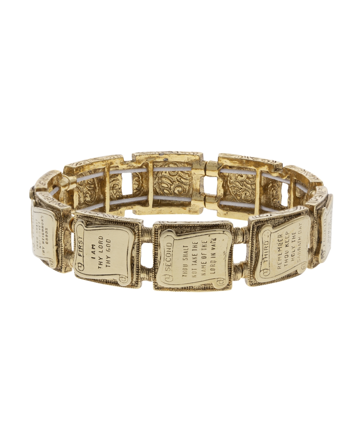 2028 Symbols Of Faith Ten Commandments Stretch Bracelet In Gold