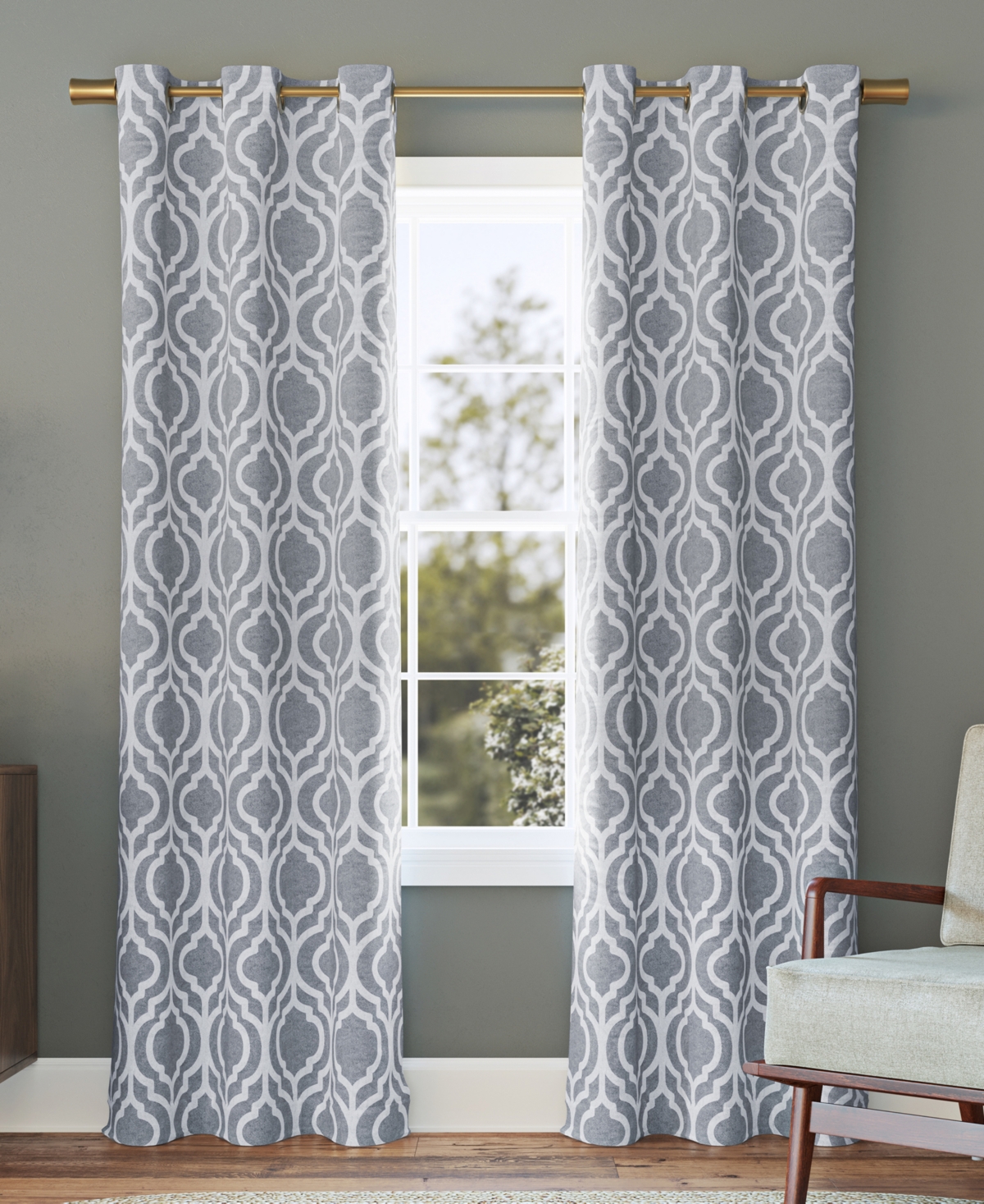 Sun Zero Eldon Grommet Single Curtain Panel, 40" X 63" In Gray