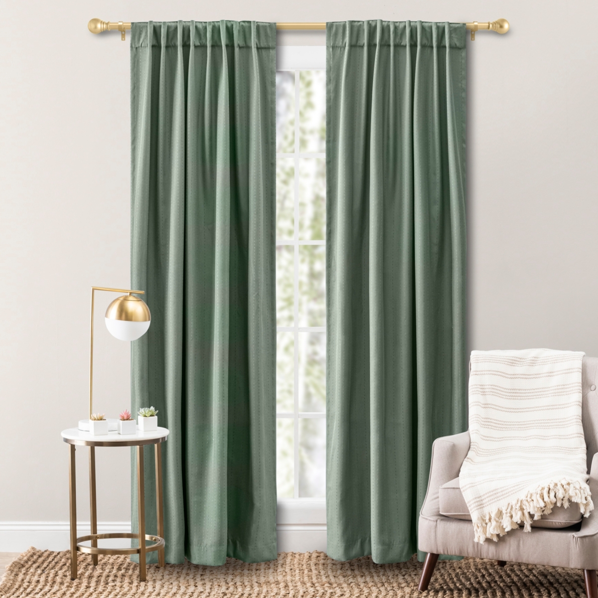 Ricardo Grand Pointe Rod Pocket Curtain Panel w/Back Tabs 54"W x 63"L