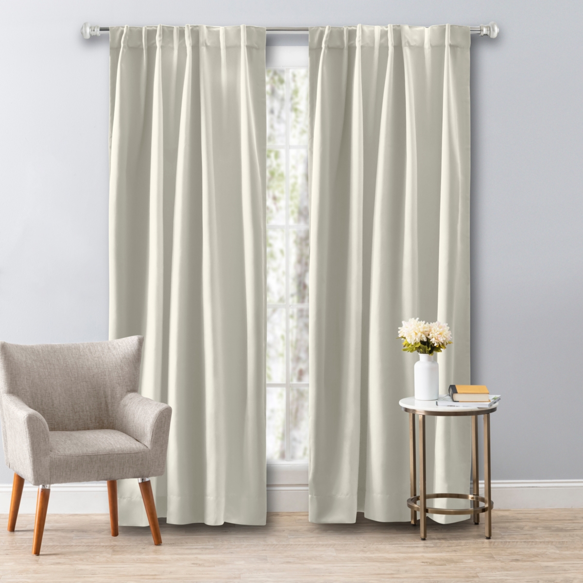 Ultimate Black-Out 2-Way Pocket Curtain Panel 56"W x 72"L - Ivory