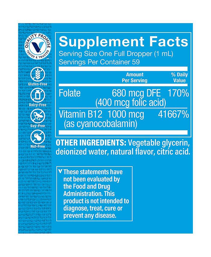 The Vitamin Shoppe B12 with Folic Acid Liquid Vitamin B for Energy