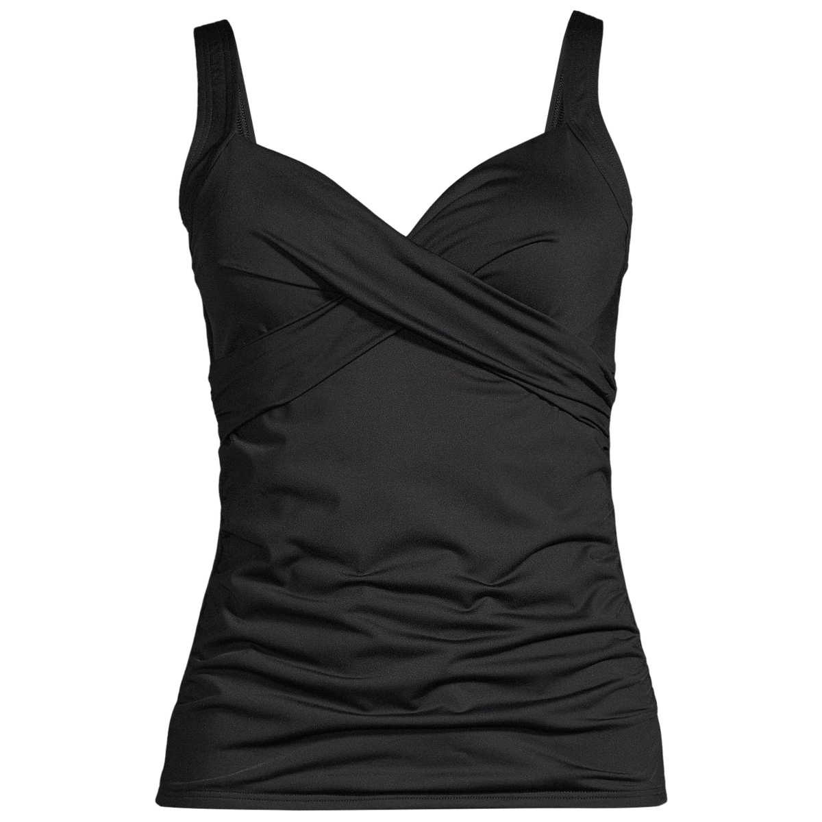 Lands' End Women's D-Cup V-Neck Wrap Underwire Tankini Swimsuit Top Adjustable Straps